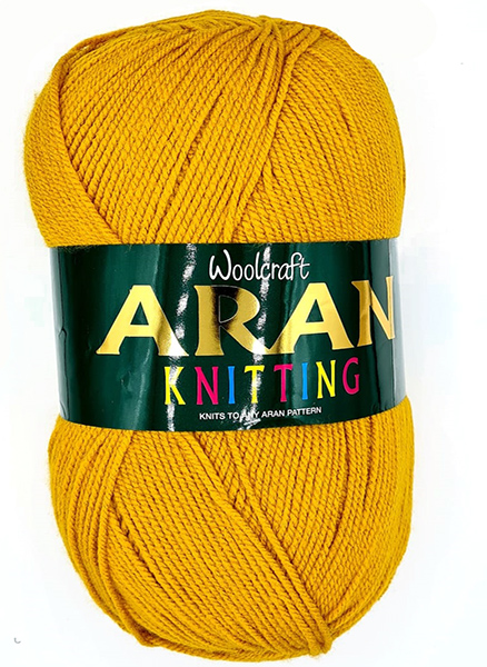 100% Acrylic Aran Yarn x2 400g Balls Mustard